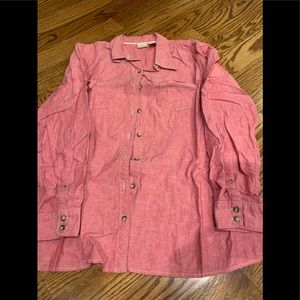 Pink LL Bean Pink Large..Sleeves roll up and button. No Flaws just Needs ironing